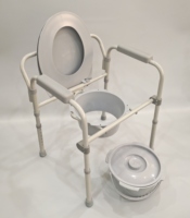 Chaise de toilette pliante 3-en-1 robuste, réglable en hauteur, avec poignées, siège de toilette portable, cadre de sécurité pour toilettes, capacité 136 kg