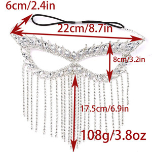 Máscara de Borlas con Pedrería, Accesorios de Fotografía de Moda, Decoración, Máscara de Borlas con Pedrería Exagerada, Fiesta de Navidad y Halloween - Product Image 6