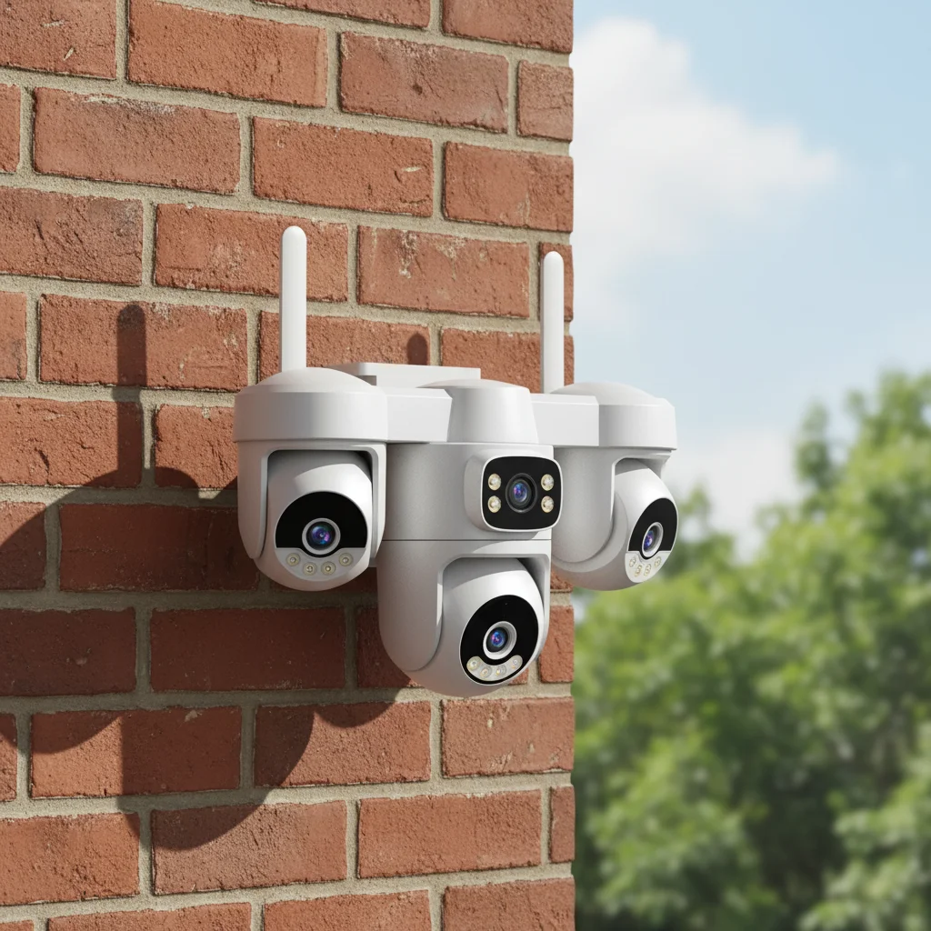 CS623FR 12MP WiFi6 Quad Lens PTZ Security Camera 720 View H.265 Full Color Night Vision Two-Way Audio TF Card 256GB Cloud