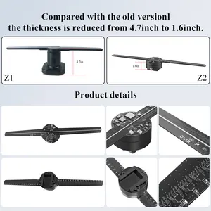2024 ควบคุมWifi 42 ซม.HDจอแสดงผลโฮโลแกรม 384 ปั่น 3Dโปรเจคเตอร์LEDโฆษณาโฮโลแกรมพัดลม