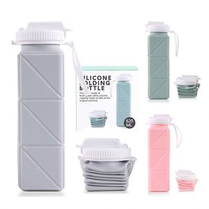 Factory <b>Travel</b> Portable 620ml Silicone Folding Cup with logo Water Cup BPA Free Silicone Camping Hiking Water <b>Bottle</b> 21 oz - Product Image 1