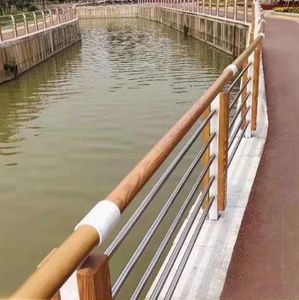 2025 Holzmaserung Edelstahl zaun entwirft Holzbrücke geländer im Freien - Product Image 3