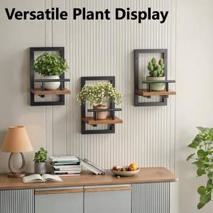 Étagères murales flottantes en métal pour plantes, gain de place pour la chambre à coucher, le salon, la cuisine, le bureau, la salle de bain, <span class=keywords><strong>d</strong></span>écoration (lot de 2) - Product Image 6