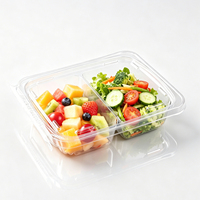 Transparante PET-onbedwelmingsverpakking met scharnierend deksel, recyclebaar, voor voedsel, wegwerpbaar, geschikt voor salade, sushi, afhaalmaaltijden, voedselveilig, groothandel