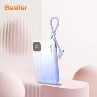 Banque d'alimentation à affichage numérique, charge rapide, Mini banque d'alimentation à chargeur Mobile 10000mAh avec câbles de données intégrés
