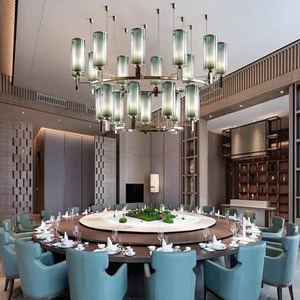 โคมไฟดีไซน์เนอร์ตามสั่งสไตล์โรงแรมโมเดิร์นโคมไฟระย้าคริสตัลหรูหราขนาดใหญ่สำหรับตกแต่งวิลล่าทำจากหนังแบบอาร์ต - Product Image 4