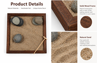 Plateau de sable zen en bois 12x12 pouces avec pierres naturelles et râteau pour la méditation, la décoration intérieure, la relaxation, cadeau, design personnalisé