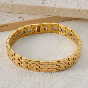 Terapia Magnética para el Cuidado de la Salud, Cadena de Acero Inoxidable Chapada en Oro de 18K con Diseño Geométrico Vintage para Mujer, Alivio del Dolor, Moda - Product Image 2
