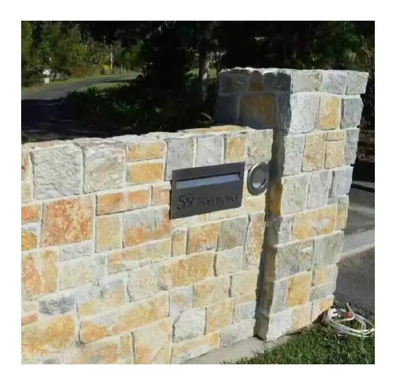 Pedra de limpeza de bege natural, forma quadrada e retangular, para parede exterior