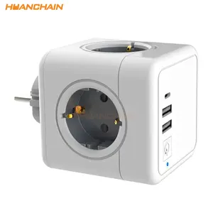 eu type-c power extension socket multi function 4 sockets power cube home use power strip with usb