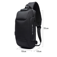 Sac de poitrine Oxford haute densité avec logo personnalisé, chargement USB, sac bandoulière avec verrou de sécurité, sac de poitrine tactique étanche