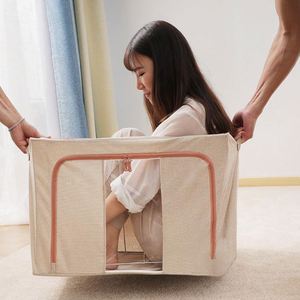 Fabric Clothing Storage Organizer Box Steel Frame Storage <b>Bins</b> with Single Window - Product Image 6