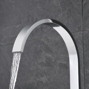 Grifo de <span class=keywords><strong>Cascada</strong></span> Plano de 2 Orificios con Manija Ovalada en Cromo Pulido para Lavabo de Baño - Product Image 4
