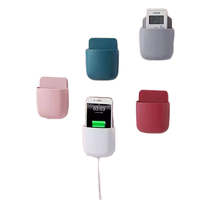 Boîte de rangement pour télécommande murale/étagère de chargement de téléphone de chevet pour TV et climatisation, support de rangement sans poinçon