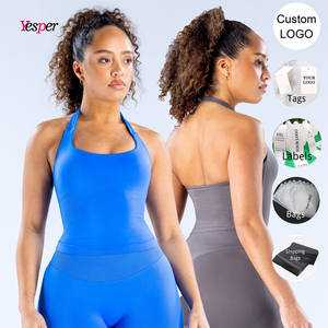 Cao đàn hồi vẻ đẹp trở lại chặt chẽ dài vest vuông cổ dây ba lớp vú Pad liền mạch tập thể dục hàng đầu cho cộng với kích cỡ-Yoga Top - Product Image 1