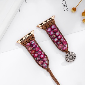 Bracelet de montre Bohême Fruit 38-45MM pierre de jaspe naturel perlé tressé Bracelet Bracelet fait à la main 3 couches Wrap Apple <span class=keywords><strong>E</strong></span> Bracelet de montre - Product Image 3