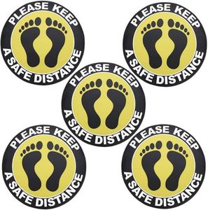 Vinilo Decorativo Personalizado de 6 pies con la Frase 'Espera Aquí' para Distanciamiento Social, Impresión UV, 'Mantén Distancia' - Product Image 1