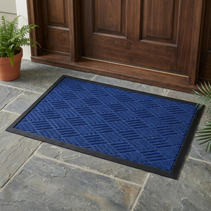 Alfombra Antideslizante Moderna de Goma Azul con Relieve para Puerta y Piso - Product Image 3