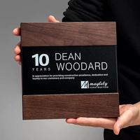 Prix de plaque de certificat en bois carré personnalisé en gros avec MH-MJ0097 de plaque d'argent or cristal noir