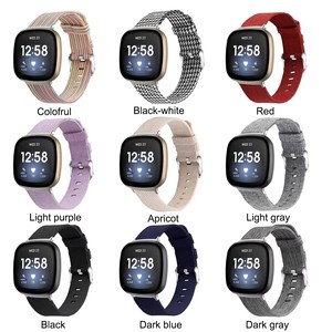 9色キャンバス織りブレスレットリストバンド交換用女性男性ベルトナイロンストラップFitbitVersa3バンド用 - Product Image 4
