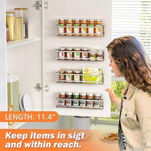 4 Pack Spice Rack Wall Mounted Spice Seasonings Organizer Spice Shelf Storage Holder for <b>Kitchen</b> <b>Pantry</b> Cabinet Spice Jars - Product Image 3