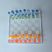 Jeu d'échecs multifonctionnel en verre cristal, plateau transparent avec jeu coloré