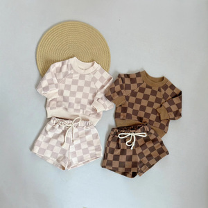 <span class=keywords><strong>Completo</strong></span> Pantalone e Maglia <span class=keywords><strong>a</strong></span> Maniche Lunghe in Cotone <span class=keywords><strong>a</strong></span> Quadri Morbido Stile Instagram per Bambini Primavera/Autunno; Casual Unisex per Bambini - Product Image 3