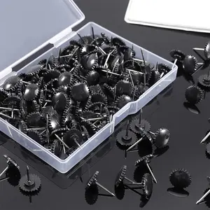 100 Stück schwarze Schiebe-Pins, runde Schiebe-Pins mit Zahn für Poster, Büro, Fotokartensätze