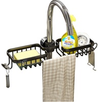 Égouttoir en aluminium pour évier de cuisine, organisateur sous évier, support de rangement pour éponge et chiffon de cuisine, support de robinet