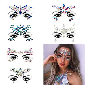 Toptan Glitter benzersiz kadınlar yüz göz vücut Rhinestones kristal kaş çıkartmalar dövme geçici festivali parti için