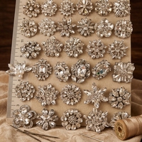 Boutons en cristal en vrac, boutons en strass à coudre, boutons métalliques avec cristaux pour pulls et manteaux en fourrure