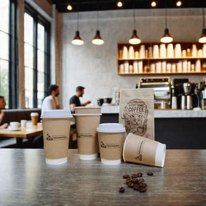 Paketi kahve fincanı özel baskılı siyah 8Oz 12Oz 16Oz 20Oz bardak içmek için tek kullanımlık Cafe kapaklı kupa - Product Image 3