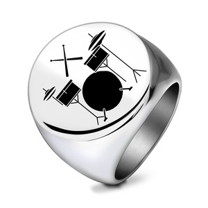Round Stainless Steel Drum Kit <b>Ring</b> 22mm Men's Fashion Jewelry Gift Gold Color - Product Image 5