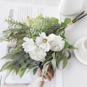 Bouquet de fleurs artificielles Qinzi, arrangement de camélias blancs pour mariage et décoration intérieure CF01143 - Product Image 3