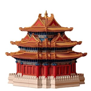 Modelo de bloques de construcción de la Torre Esquinera de la Ciudad Prohibida, un edificio antiguo de estilo chino con sistema de mortaja y espiga. - Product Image 5
