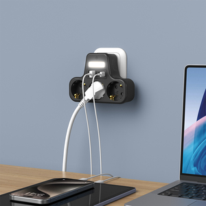 Ổ cắm tiêu chuẩn EU với bộ chuyển đổi ổ cắm <span class=keywords><strong>3</strong></span> chiều USB (3500W/16A) Ổ cắm 7 trong 1 với 2 cổng USB -A & 2 cổng USB-C với đèn ngủ - Product Image 5