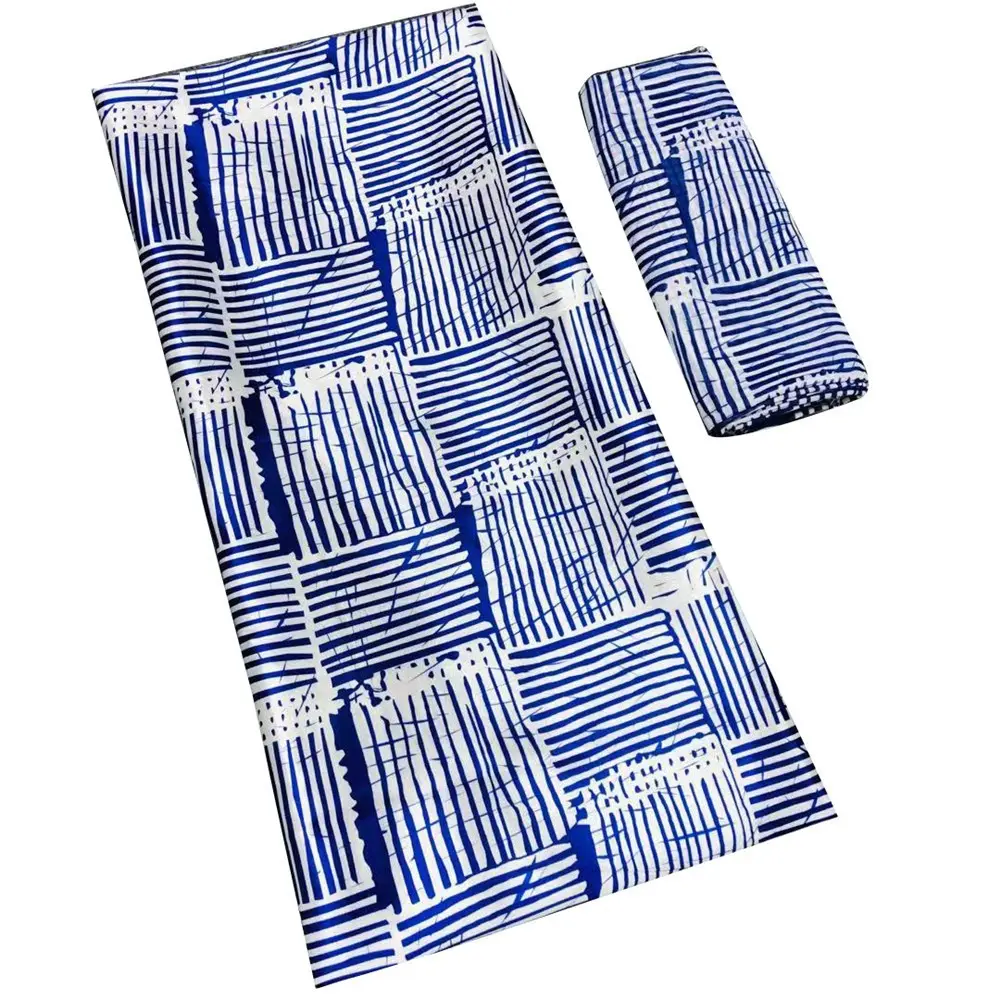 Conjunto de tela satinada y de gasa estampada, tejido satinado africano de ankara para ropa, ML54NM925-934