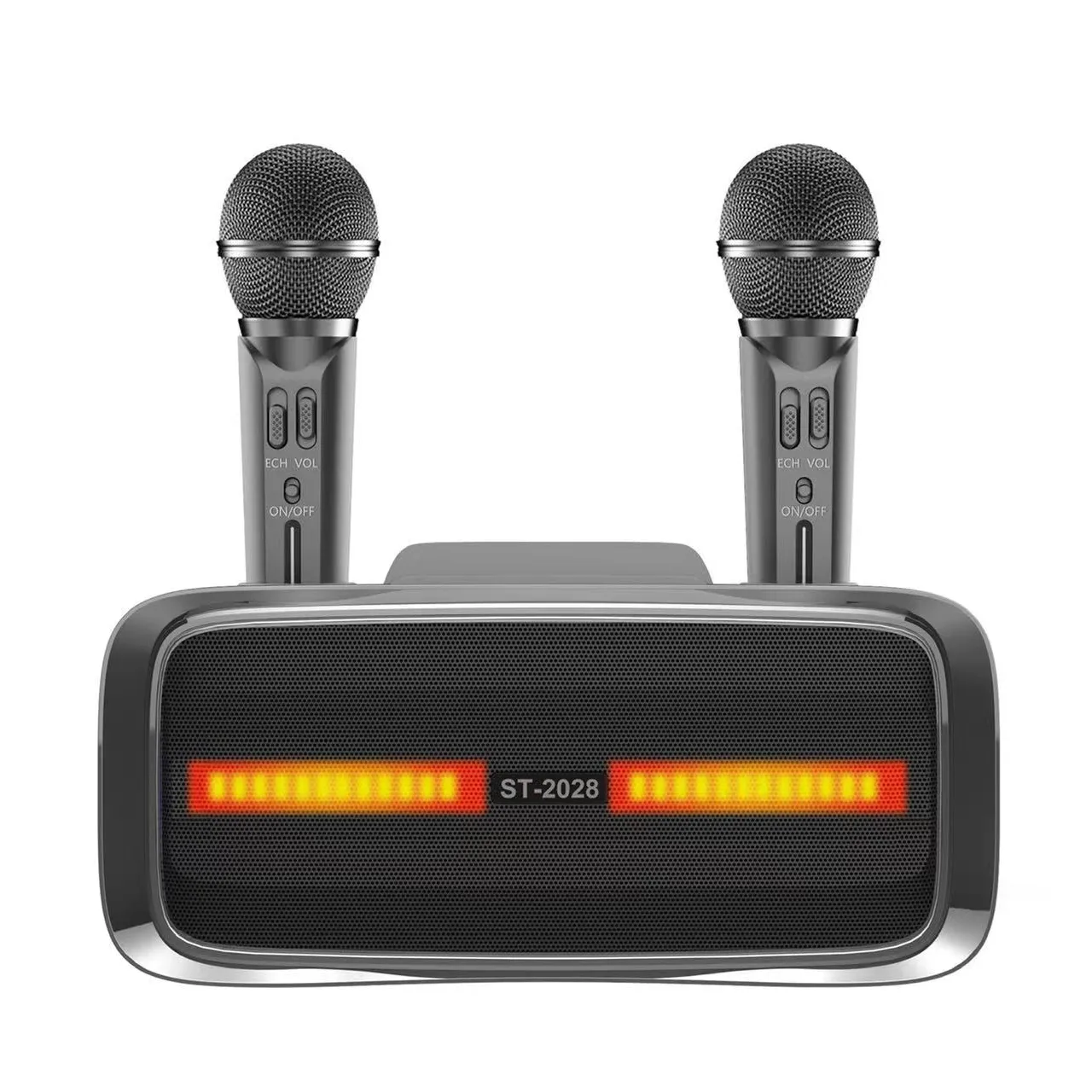 Mesin Karaoke ST2028 Speaker Dapat Diisi Ulang, Sistem Speaker PA Portabel dengan 2 Mikrofon