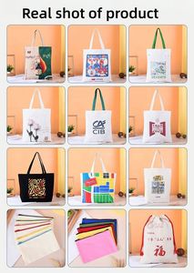 Wholesale Custom Logo Letter Pattern Natural <b>Cream</b> Color Cotton Canvas Tote <b>Bag</b> - Product Image 2