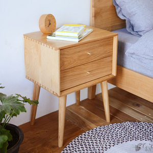 Oak <b>Bedside</b> Cabinet With Two Drawers Eco-Friendly Bedroom Furniture - Product Image 3