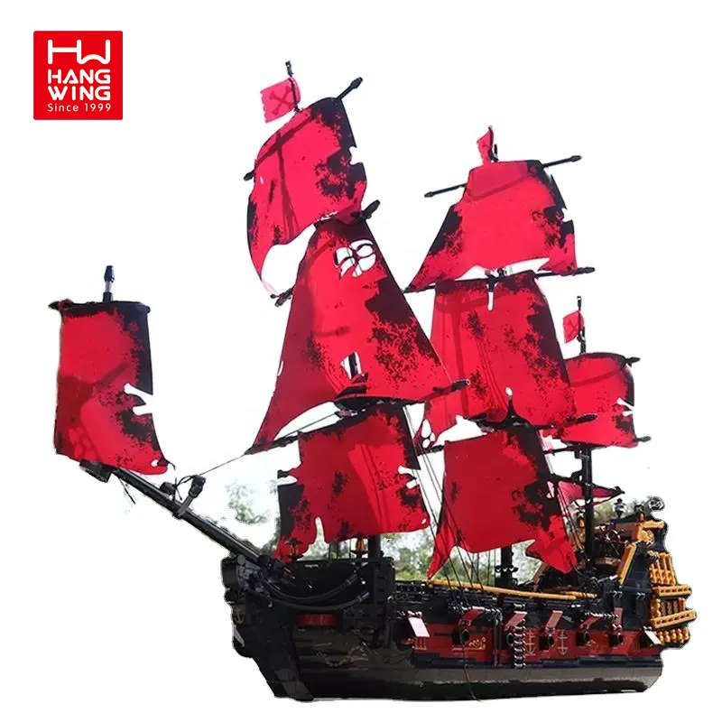 HW The Revenge Red Sails Model Building Blocks Bricks Pirate Ship Toy Ship Model Set Building Block 3139pcs
