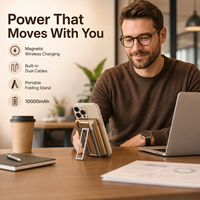 Cargador Portátil 4 en 1 de 10000mAh con Cable Tipo C Integrado, Carga Inalámbrica Magnética Rápida