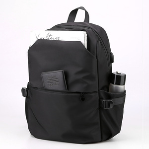 Bai Pan Men's <b>Backpack</b> <b>Large</b> Capacity 15 Inches Laptop Bag Casual Travel Student Schoolbag Black Gray Solid Color - Product Image 4