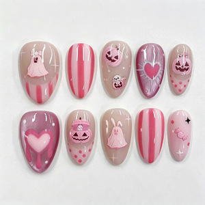600 faux ongles en gel souple brillant, forme amande, couvrance totale, 12 tailles, couleur nude, extra longs - Product Image 4