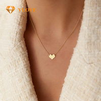 Collar de Oro Sólido de 14K con Colgante de Corazón, Personalizable con Grabado, Joyería Fina, Regalo de San Valentín