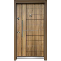 Porte d'entrée extérieure en acier et bois composite Zonle, porte de sécurité principale pour les maisons