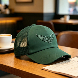 Gorra Trucker Verde Oscuro de 6 Paneles con Bordado de Ala, Ajustable, Ligera y Transpirable para Golf, Running y Deportes al Aire Libre - Product Image 6