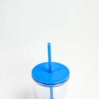 Gobelet en plastique AS de 400 ml (14 oz) avec logo personnalisé, sans BPA, avec couvercle et paille, anti-fuite, écologique, compatible lave-vaisselle, pour la salle de sport