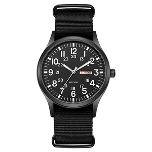 Reloj de campo para hombre con correa de nailon, esfera luminosa y pantalla de calendario dual - Reloj de pulsera de cuarzo resistente al agua WR30M - Product Image 6