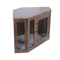 Meuble pour chien avec coussin, portes doubles en bois de taille moyenne, niche d'intérieur, table d'appoint